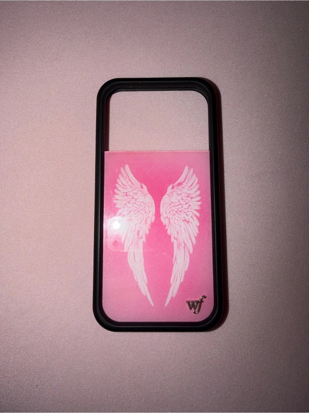 Wildflowers Pink Angel Wings Phone Case with Black Frame